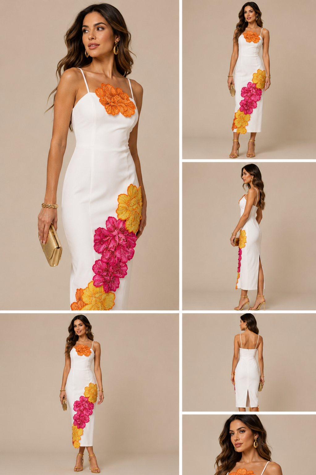 Embellished Floral Midi Dress