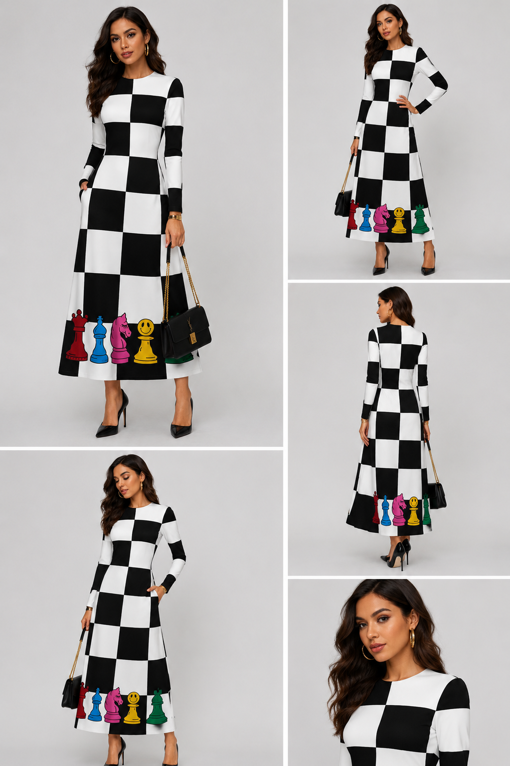 Chessboard Graphic A-Line Maxi