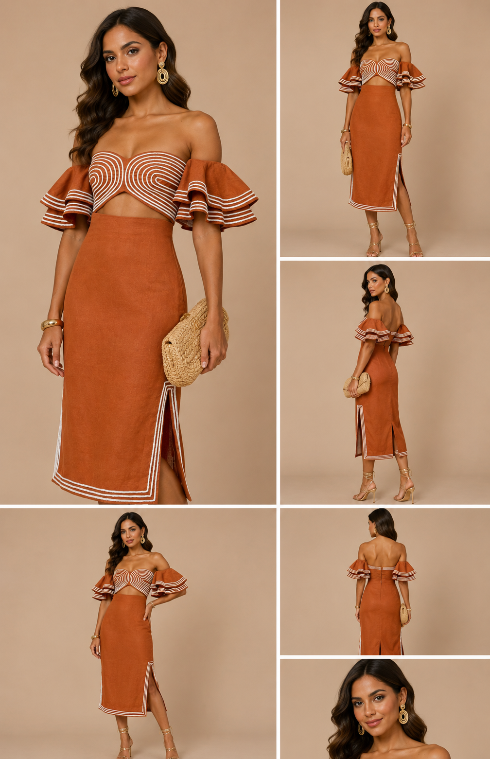 Off-the-Shoulder Cutout Midi Dress