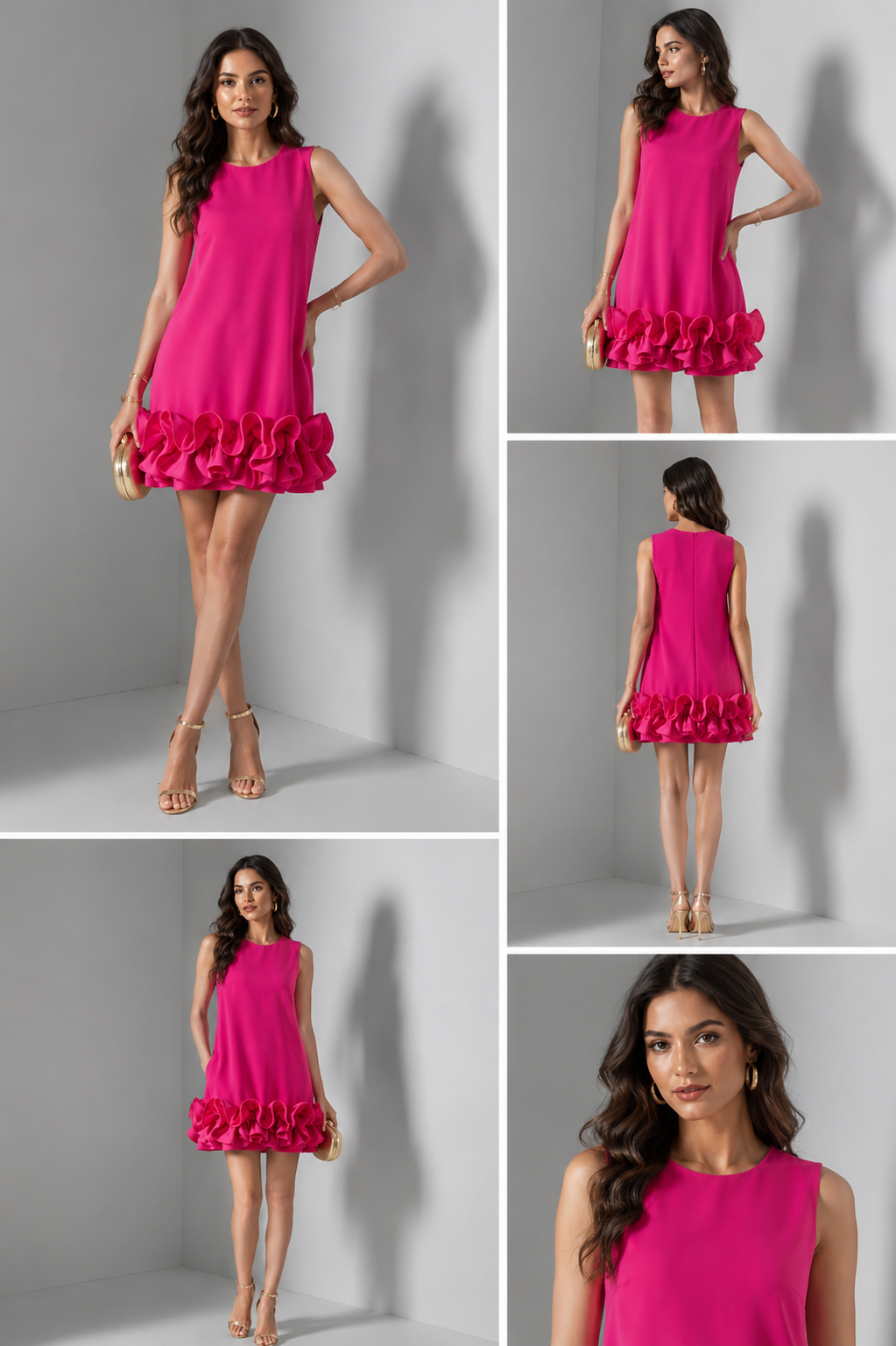 Ruffle-Hem Shift Mini Dress