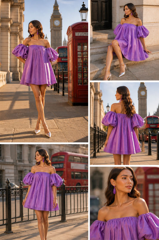 Amethyst Bloom Mini Dress