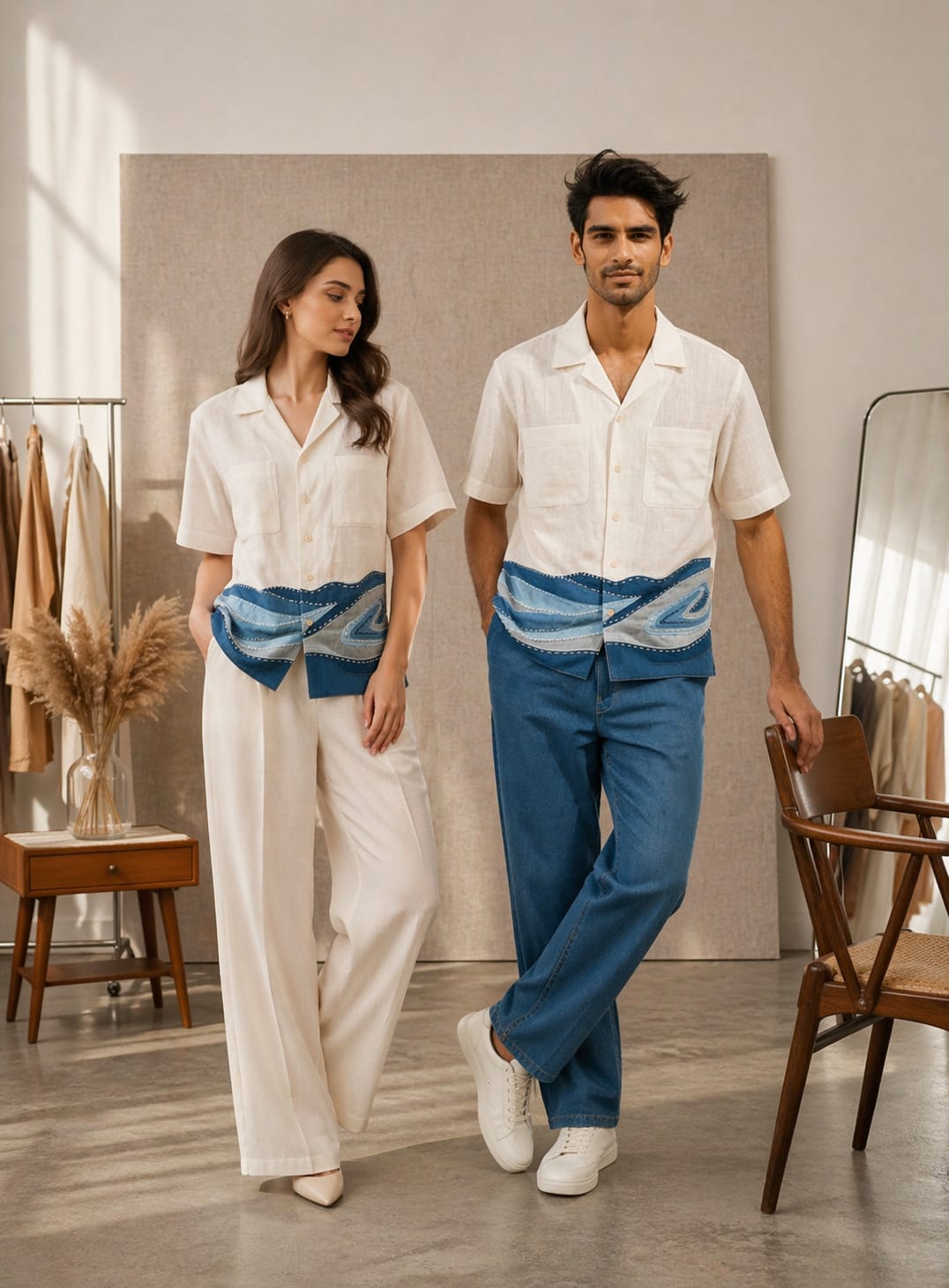 Indigo Wave Panel Shirt