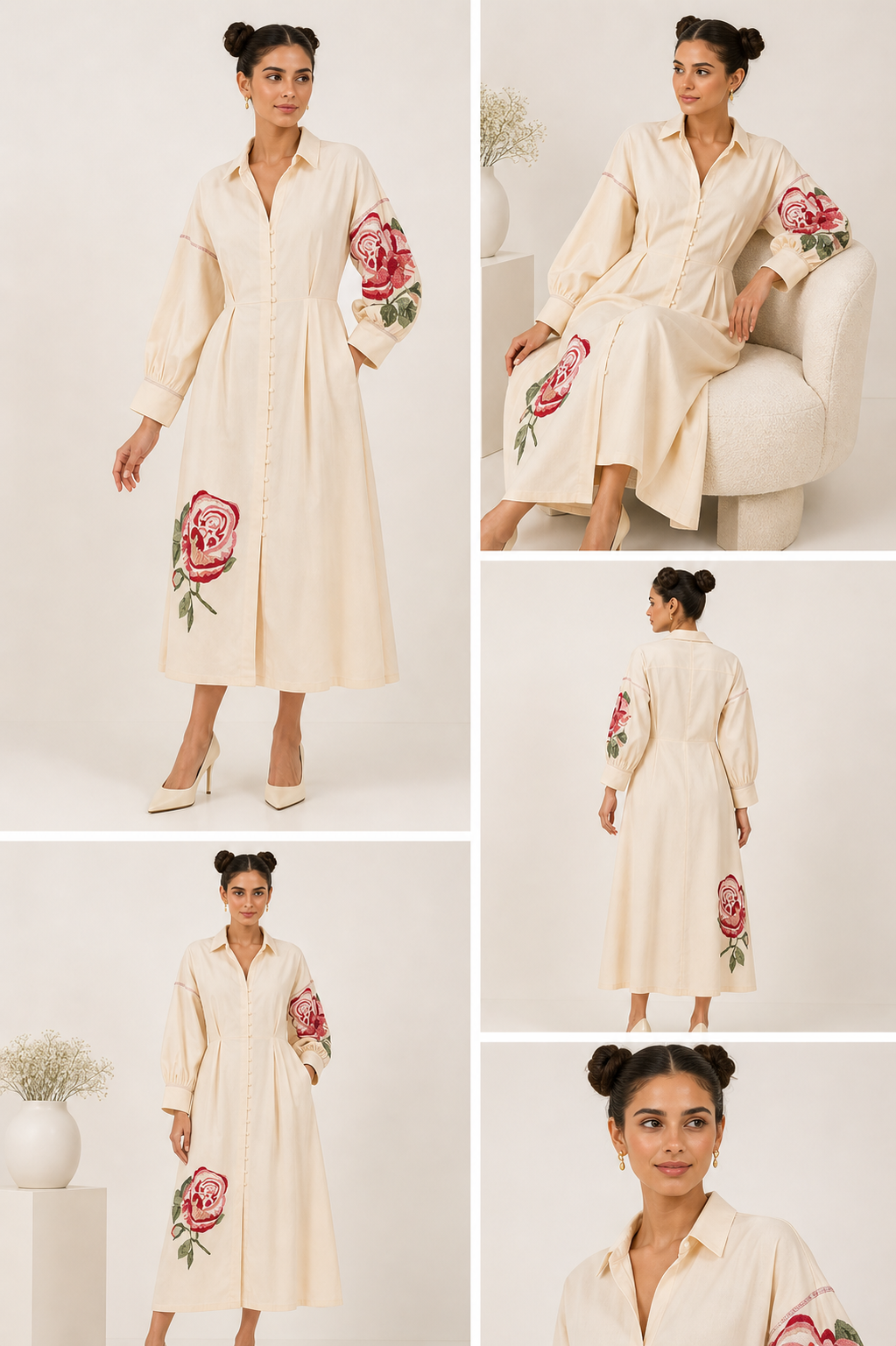 Ivory Bloom Shirt Dress