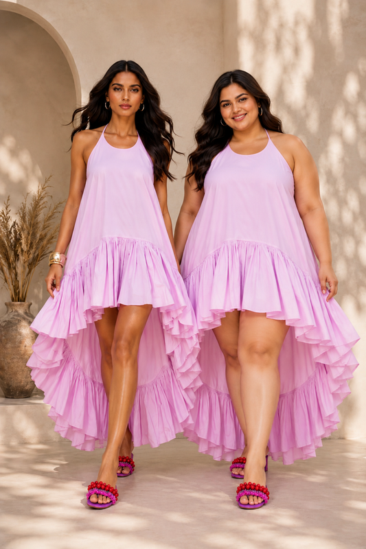 Pink shaded up and down dress