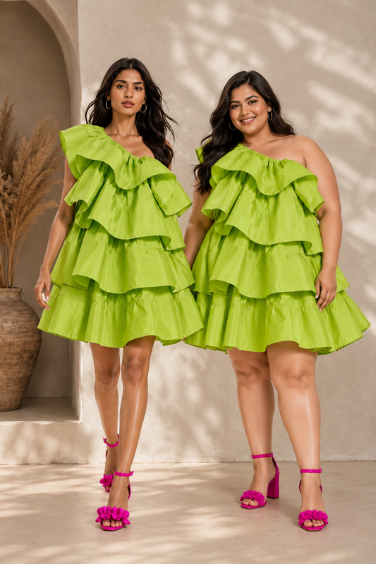 Green Tafetta layer dress