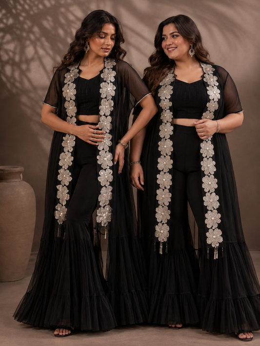 The Midnight Blossom Cape Set