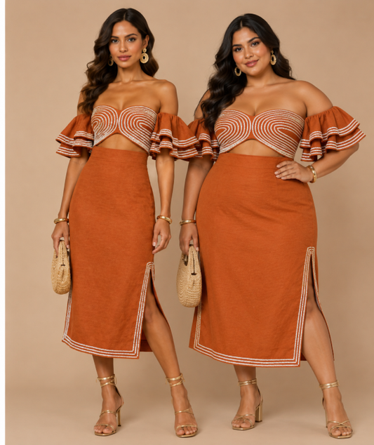 Off-the-Shoulder Cutout Midi Dress