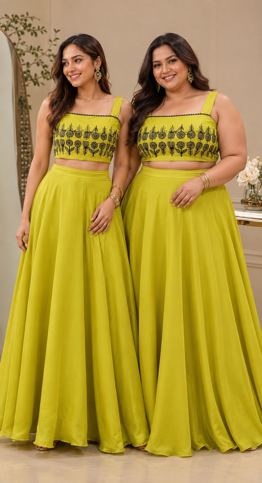 Lime Contrast Crop Set