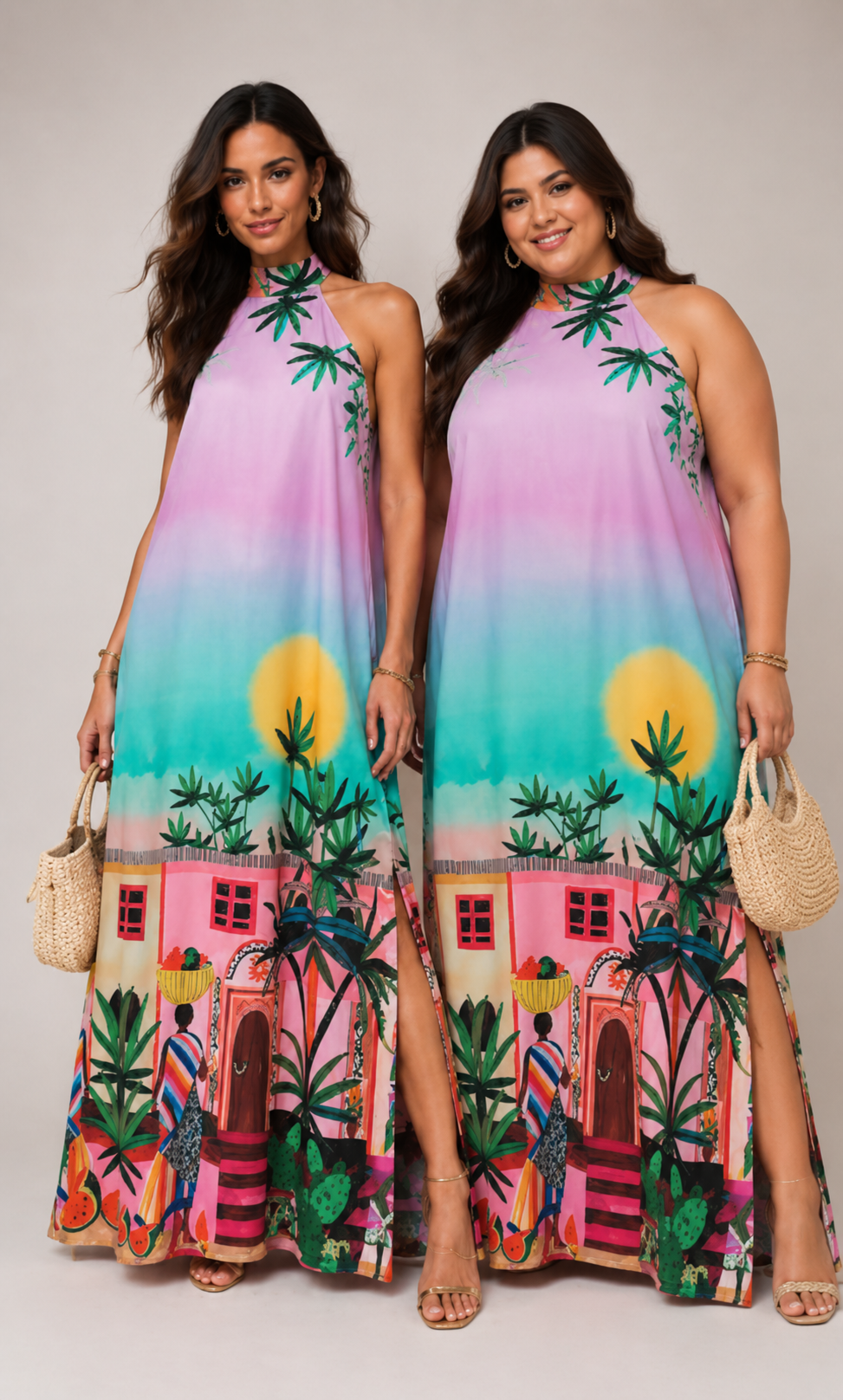 Printed Resort Border Maxi